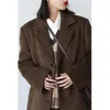 Women's Suits UNXX 2023 Winter Casual Vintage Wool Suit Coat Women Loose Fashion Woolen Blazer Jacket Female Brown Black Retro Blazers