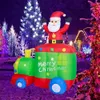 Kerstversieringen 180cm Kerstverlichte Opblaasbare Kerstman met Trein LED Licht Speelgoed Kerst Buitendecoratie Tuin Prop Feestornament 231005