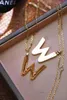 チェーンウーマンファッションジュエリーau750 18kゴールドネックレスレターペンダントダイヤモンドセットチェーン