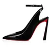 Sandaler Casual Party Wedding 100mm High Heels Patent Leather Calf Leather Strap Black 35-42