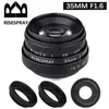 العدسات Risespray 35mm 6 Manual Focus Mf Prime Lens II لـ M N1 Fujifilm Fuji Nex Micro 43 Silver Black 231006