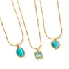 Ожерелья с подвесками Youthway, нержавеющая сталь, синий натуральный камень, квадратное сердце, овальное ожерелье для женщин, ювелирные изделия 2023