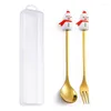 Set di stoviglie Set di forchette e cucchiai di Natale Dessert Bambole carine Stoviglie di cartoni animati Frutta Caffè portatile