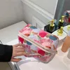 Bolsas de cosméticos Estuches Ins Bolsa de cosméticos para mujer Bolsa de maquillaje de gran capacidad Organizador de artículos de tocador con estampado floral Estuches de almacenamiento portátiles de viaje Bolsa de lavado 231006