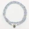 SN1205 Design Kvinnor 8 mm Blue Stone 108 Mala pärlarmband eller halsband Lotus Charm Yoga Armband272o