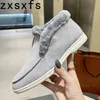 Dress Shoes Winter Fur Shoes Women KidSuede Warm Ankle Snow Boots High Top Flat Casual Walk Shoes Slip On Men Women Loafers 231006