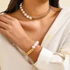 Collier ras du cou asymétrique pour femmes, Imitation de perles et coude, court, tendance, accessoires bijoux à la mode, 2023