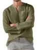 Мужские свитера, хлопково-льняная футболка с длинным рукавом, хиппи, повседневная пляжная винтажная одежда с v-образным вырезом, свободные пуловеры, топы, футболки, уличная одежда 231006