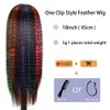 Synthetic Wigs 18" Synthetic Long Straight Women High Temperature Synthetic Clip In Hair Hairpiece Feather Wig Blue Rose Colorful 231006