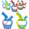 Colorful Smoking Silicone Bong Pipes Kit Apple Christmas Eve Style Travel Bubbler Tobacco Filter Funnel Spoon Bowl Oil Rigs Waterpipe Dabber Holder