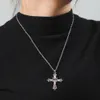 Naszyjniki wiszące gotyckie naszyjnik krzyżowy fioletowy i różowy wykwintne chrześcijańskie dla kobiet modlitwa biżuteria Amulet 231005