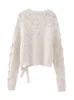 Męskie swetry moda Oneck Hollow Out Knitted Women Sweter swobodny długi rękaw luźne solidne pullover 2023 jesień zima elegancka najlepsza 231005