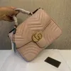 Nouveau sac femme en cuir avec boîte sac à main épaule GG sacs sac à main avec chaîne vert rose couleur mode luxe zig zag en gros