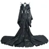 Black Halloween Witch Cosplay Costume Long Dress DuisGuise Woman Ficent Costumes Hat Outfit Custom Madecosplay