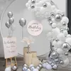 Andra evenemangsfest levererar White Silver 4D Metallic Balloon Arch Garland Kit Wedding Baby Shower 28th Birthday Anniversary Bachelorette Party Decoration 231005