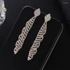 Boucles d'oreilles pendantes en strass pour femmes, chaîne avec pompon, pendentif en cristal brillant, longue goutte, bijoux cadeau de fête de mariage, E697