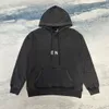 Herren-Pullover aus gewaschener Baumwolle, Kapuzen-Sweatshirt, Jacke, Oberteil, schlichter Kapuzenpullover, Schwarz, Größe L