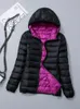 Donsparka's voor dames Winterjassen Herfst Winter Omkeerbare capuchon Winddicht Witte eendendonsjassen Ultralichte draagbare pufferparka's 231005