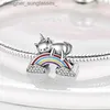 Porte-clés 925 en argent Sterling chien P imprimer perles mignon chat Animal charme ajustement Original pendentif Bracelets bijoux à bricoler soi-même faisant cadeau porte-clésL231006