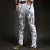 Jeans da uomo Stampa a inchiostro Pantaloni casual alla moda stile coreano da uomo Slim Fit Piedi Personalità 3D Modello drago Pantaloni rossi337B