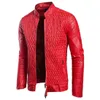 Мужская кожаная куртка из искусственной кожи, весна-осень, мужская ромбовидная конструкция с воротником-стойкой на молнии, мужская повседневная модная уличная одежда, пальто 231005