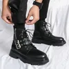 Boots Autumn Winter High quality Black Motorcyclist Boot Men Fashion Platform Safety High top Leather Shoes botas hombre 231006