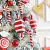 Juldekorationer 1Box Christmas Candy Cane Hanging Ornament White Red Lollipop Cane Pendant Xmas Tree Decor Home Party Year Christmas Navidad 231005