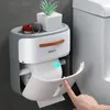 Toilet Paper Holders 2023 Multifunctional No punching Toilet Paper Holder Bathroom Wall Mounted Waterproof Design with Double Storage 231005