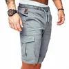 Shorts pour hommes hommes coton Bermuda mâle été Style militaire droit travail poche à lacets pantalon court décontracté Vintage222Q