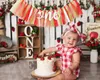 Andra evenemangsfestartiklar Berry Strawberry Theme Pigh Chair Banner Sweet First Birthday Banner Po Bakgrund Dekor Birthday Souvenir och gåvor till barn 231005