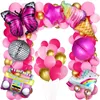 Other Event Party Supplies 1 Set Pink Rose Silver Disco Butterfly Aluminum Die Balloon Garland Arch Girls Birthday Baby Shower Wedding Party Decorations 231005