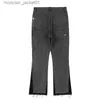 Mäns jeans high street skarvade fläckiga bläck Micro Flare Pants för män Cleanfit Casual Washed Baggy Straight Denim Trousers Y2K Jeans J1006