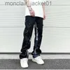 Mäns jeans Hip Hop Contrast Color Splice Speckled Ink Paint Micro Fleared Jeans för män rak baggy y2k denim byxor överdimensionerade vagnar J231006