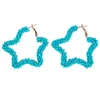Boucles d'oreilles pendantes étoile à cinq branches, tricot à la main, perles à la mode, Simple, bohème, géométrie, alliage, perle de riz Madame