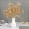 Flores decorativas grinaldas artificial planta de ouro dourado plam árvore folhas arranjo falso po adereços festa de aniversário de natal decoração de casa dh8vq