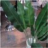 Decorative Flowers Wreaths Nuonuowell 5 Sprays Green Silk Banana Leaves Artificial Plant Leaf Real Touch Tropical Tree Xmas Decoration Dh0Kp