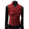 Coletes masculinos homens gótico steampunk veludo colete retro medieval vitoriano colete homens gola dupla breasted palco cosplay traje de baile 231005