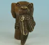 Decoratieve Objecten Beeldjes Chinese Oude Bronzen Hand Gesneden Hond Gebeten Vogels Standbeeld Riet Wandelstok Hoofd 231005