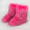 Mulheres botas de inverno fofo falso pele de raposa laday pelúcia quente neve calçados de luxo meninas peludos bottes moda sapatos 230922