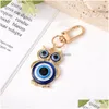 Porte-clés Evil Eye Hamsa Main Hibou Porte-clés Anneau Pour Femmes Hommes Creux Fatima Bleu Sac Accessoires De Voiture Drop Livraison Bijoux Dhgarden Dhrxd