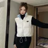 Designer Puffer Jacket Girls Waistcoat Jackets Winter Short Coats Fashion Keep Warm Zipper Stand Collar Outerwear Vests with Blue Inner SML