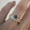3PCS Acid Blue Crystal Pierścienie dla kobiet moda żółta złoto kolorowy Pierścień damski luksusowy marka biżuterii akcesoria 269v
