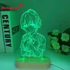 Lampy stołowe anime drewniane światło LED 3D do dekoracji sypialni dziecięcej nocne manga prezenty Doraj pokój wystrój stołowy lampa Lampa Lampa YQ231006