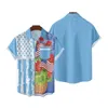 Męskie koszule Summer Hawaiian Button Drukowane mody z krótkim rękawem Maculinas