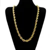 Gold Rope Chain For Men Fashion Hip Hop Necklace Jewelry 30inch Thick Link Chains214k