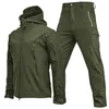 Men's Tracksuits Man Military Sports Jacket Pants Sets Fleece Warm Outdoor Waterproof Tactical Cargo Safari Work Trousers Hiking Fishman
