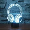 Lampes de table 3D DJ casque Illusion lampe moniteur casque hifi musique écouteur 3d veilleuse couleur chambre lampe de Table décor à la maison led YQ231006