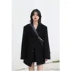 Women's Suits UNXX 2023 Winter Casual Vintage Wool Suit Coat Women Loose Fashion Woolen Blazer Jacket Female Brown Black Retro Blazers