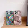 Cas de téléphone de mode de concepteur adaptés à Apple 13 Mini Promax 6s 7 8 11 cas de téléphone coloré motif tissé Triangle marque couverture de téléphone portable