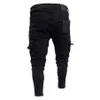 Mężczyźni chude dżinsy wielozadaniowe Slim Pencil Pants 2021 Black New Mężczyzna Hip-Hop Moto Rower Street Street Street Moto Bike